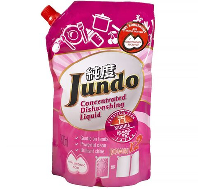 Гель для мытья посуды Запаска 0,8л ЭКО Jundo Конц. с гиалур.кисл. д/посуды/детс.принад. Sakura*6