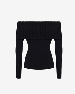 Топ трикотажный с отворотом и длинными рукавами