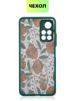 Чехол BROSCORP для Poco M4 Pro 5G оптом (арт. XM-PM4P-ST-TPU-DARKGREEN-PRINT)