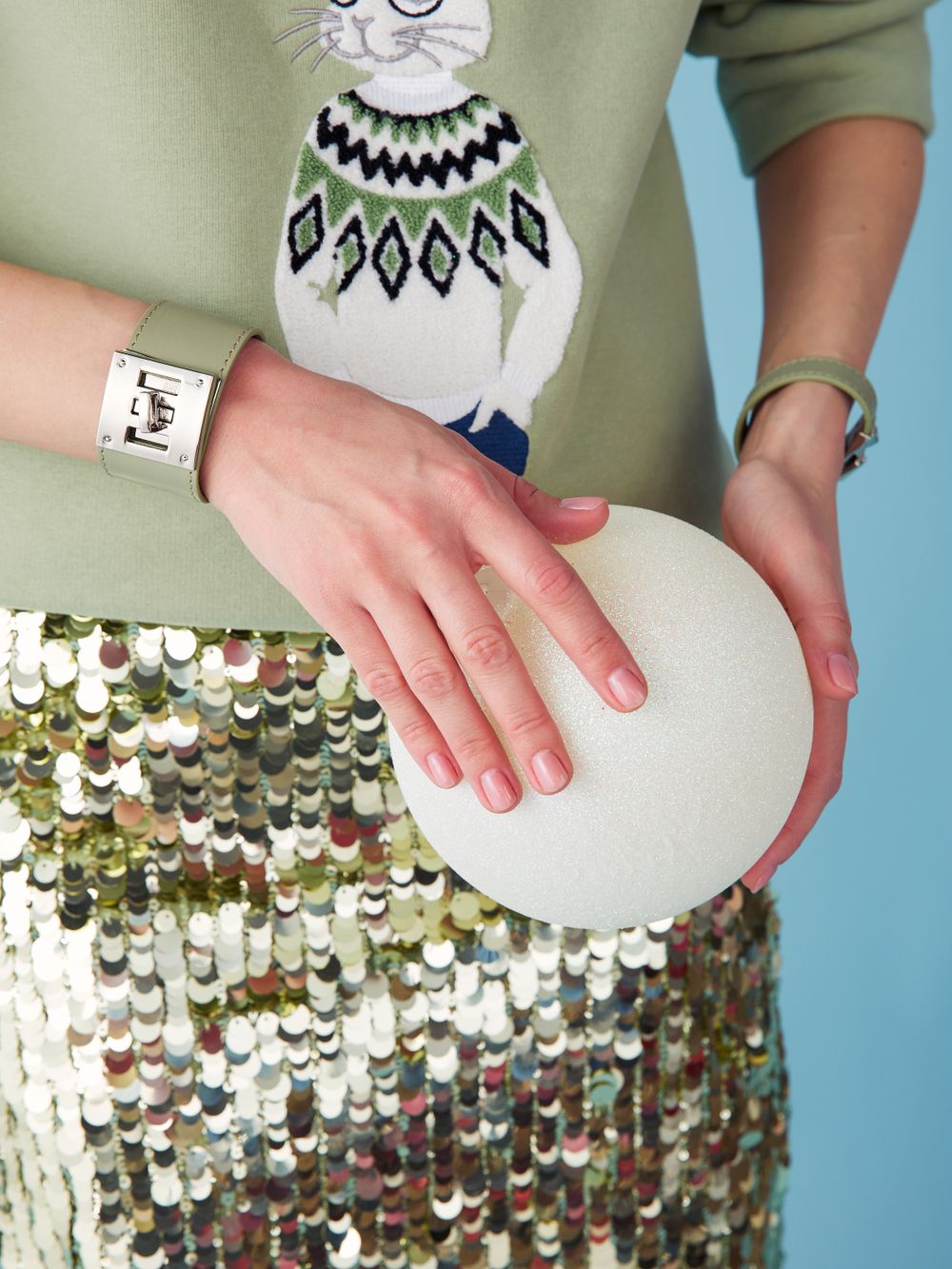 СВИТШОТ ЗАЙКА В СВИТЕРЕ PISTACHIO