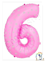 Шар фольгированный фигура, Цифра 6, розовая, 1 шт. (40''/102 см)