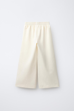 ZARA БРЮКИ WIDE LEG ИЗ ТКАНИ ИНТЕРЛОК, ЭКРЮ