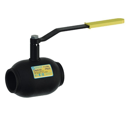 Кран стальной шаровой цельносварной BREEZE 11с39п, DN-65 PN-25, длина-165мм, полнопроходной, муфта-муфта с ручкой