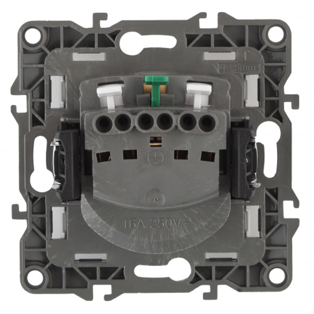 12-2103-12 ЭРА Розетка 2P+E Schuko со шторками с крышкой, 16A-250В, IP20, Эра12, графит