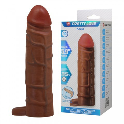 Реалистичная насадка на пенис Kaile (15 см) коричневая