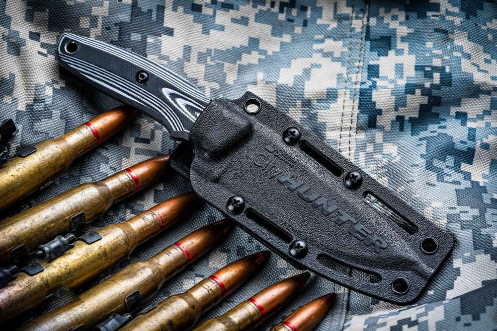 Туристичеcкий нож CityHunter AUS-8 Stonewash White