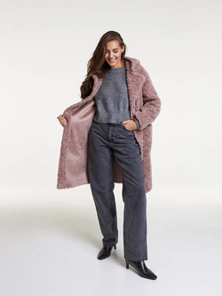 Шуба из овечьей шерсти, сиреневая, SilverFox