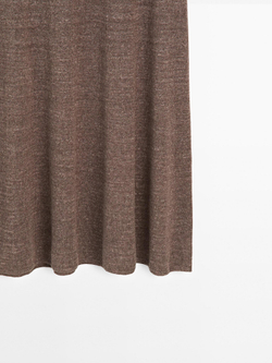 Massimo Dutti Длинная трикотажная юбка из смесового льна, коричневый