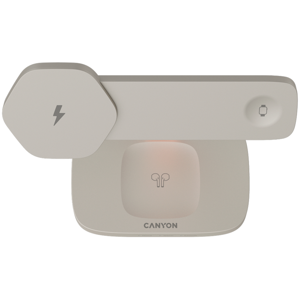 CANYON Wireless Charging Station Hexagon 310 3in1 LightGrey/Orange