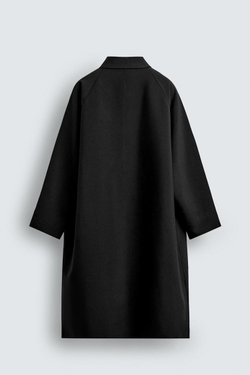 ZARA ТРЕНЧ ОВЕРСАЙЗ С ШЕРСТЬЮ, ЧЕРНЫЙ