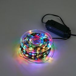 ULD-S5000-500-DGA MULTI IP20 DEW Гирлянда светодиодная Роса. 50м. 500 светодиодов. Разноцветный свет. Провод зеленый. ТМ Uniel