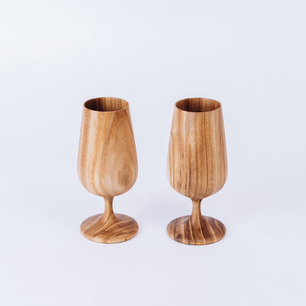 Набор деревянных бокалов (фужеров) из дерева Сибирский вяз - GN4