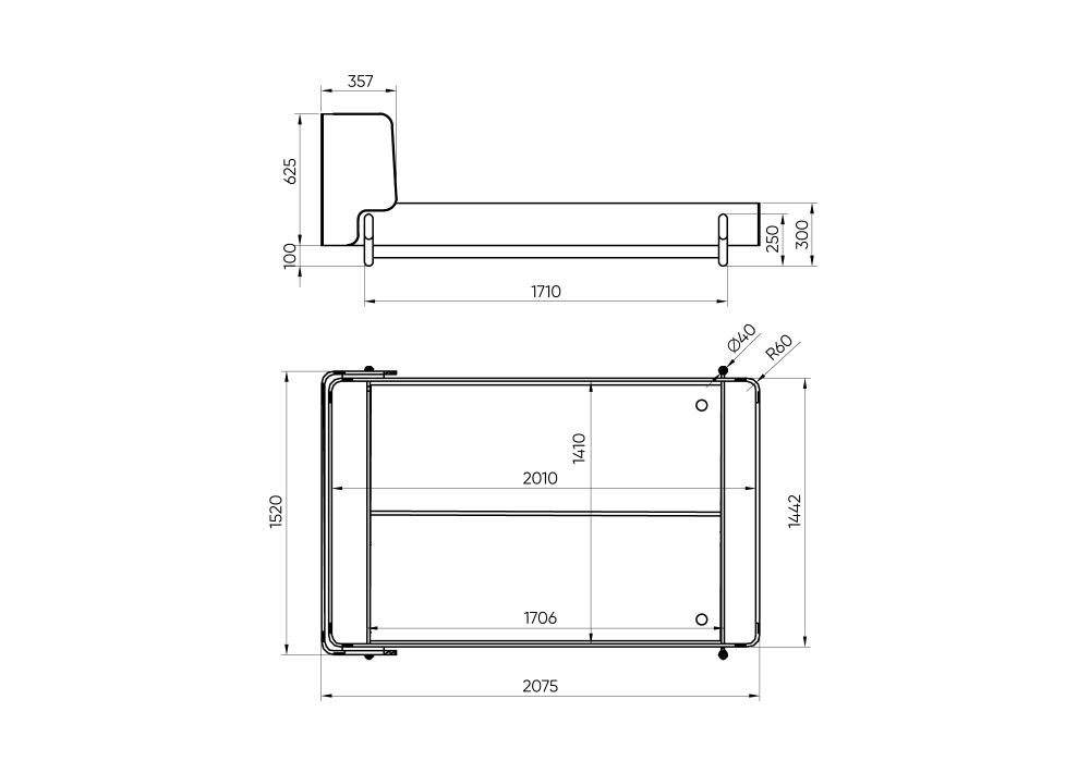 Кровать Basic спальное место 140*200 см (молочный, рогожка)