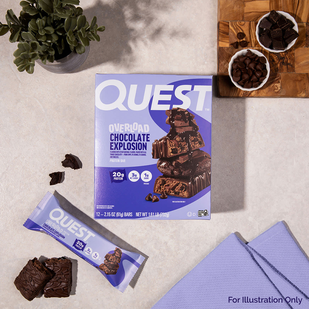 Quest Nutrition, Протеиновый батончик Overload, Chocolate Explosion, 12 батончиков, 61 г (2,15 унции)
