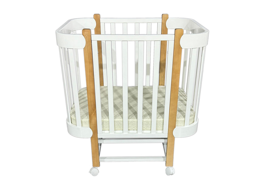 Детская кроватка трансформер Solnyshko 3в1 (продольный маятник, съемная стенка, колеса)