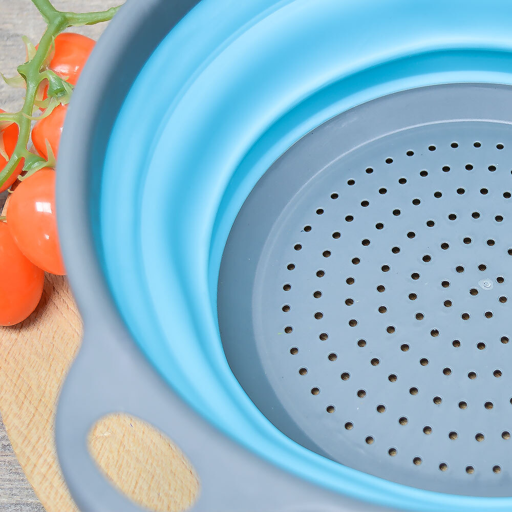 Дуршлаг 23см силиконовый складной с ручкой №21