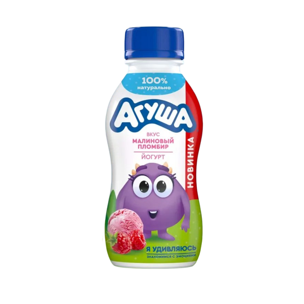 Йогурт Агуша малиновый пломбир 180г