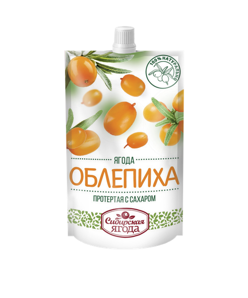 Облепиха протертая с сахаром / 280 г / дой-пак / Сибирская ягода