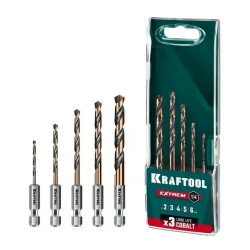 KRAFTOOL НЕХ-1/4 , 5 шт, набор сверл по металлу для винтовёртов и шуруповертов IMPACT READY (29652-H5)