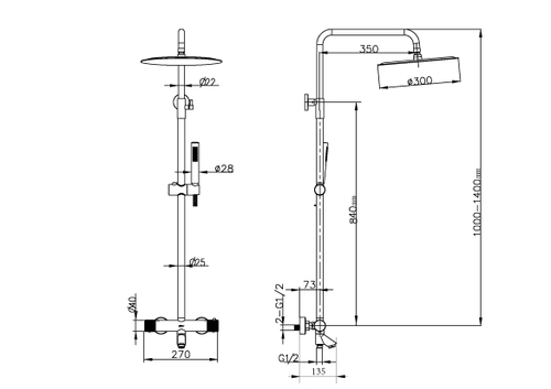 Стойка для душа c термостатом UNO Copper Brushed