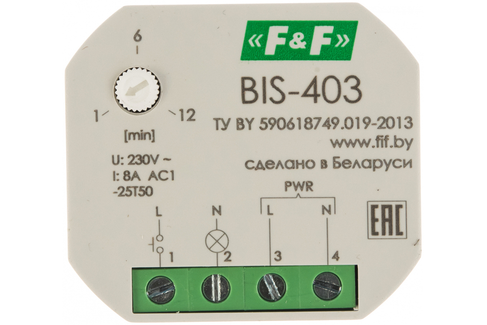 Реле импульсное BIS-403 230В 8А 1Z с лестничным автоматом