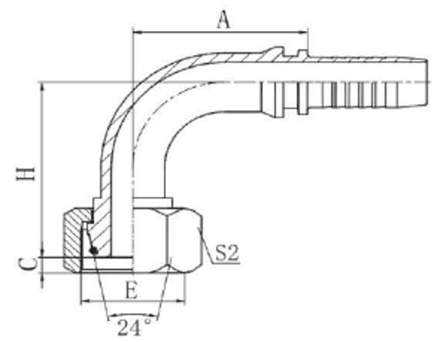 Фитинг DN 06 DKO-L (Г) 14x1.5 8 (90) накидная гайка, размер под ключ 17 POWERMASTER