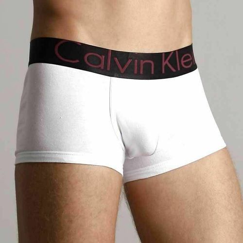 Мужские трусы боксеры белые с черной резинкой и красными буквами Calvin Klein Black Waistband Boxer White