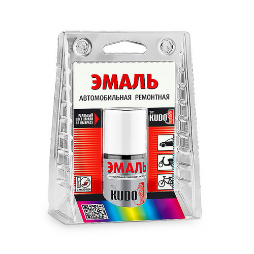 KUDO Эмаль автомобильная ремонтная с кисточкой "VAG LA7W Reflex Silver" (металлик) KU-72860 (15мл)