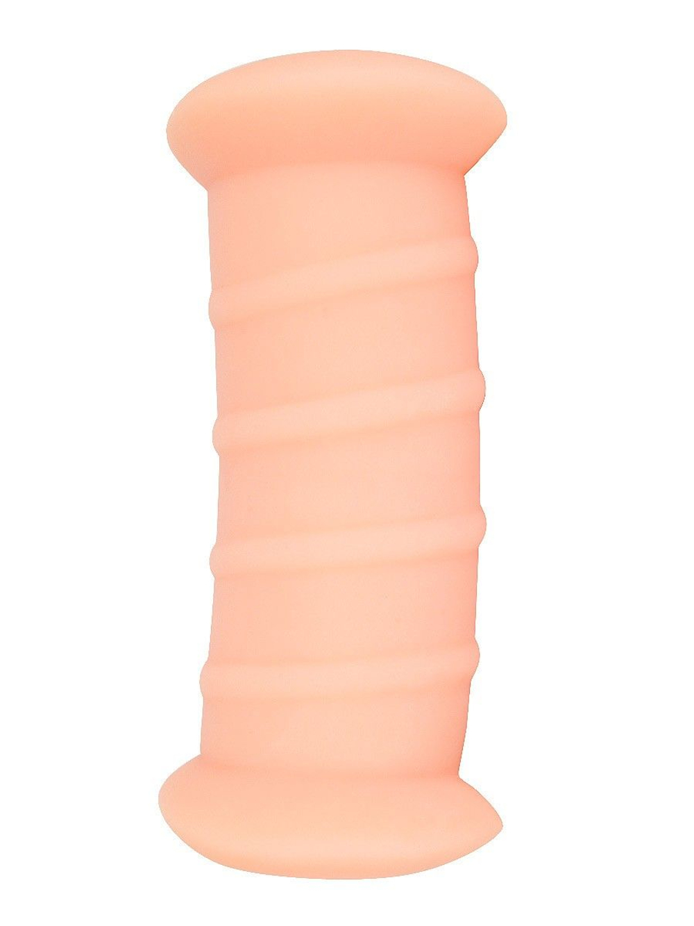 Телесный двусторонний мастурбатор с вибропулей и эрекционными кольцами в комплекте (Цвет: телесный)