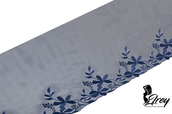 05-113 ОПТ Вышивка на неэл. сетке 22 см, т.синий (левая)