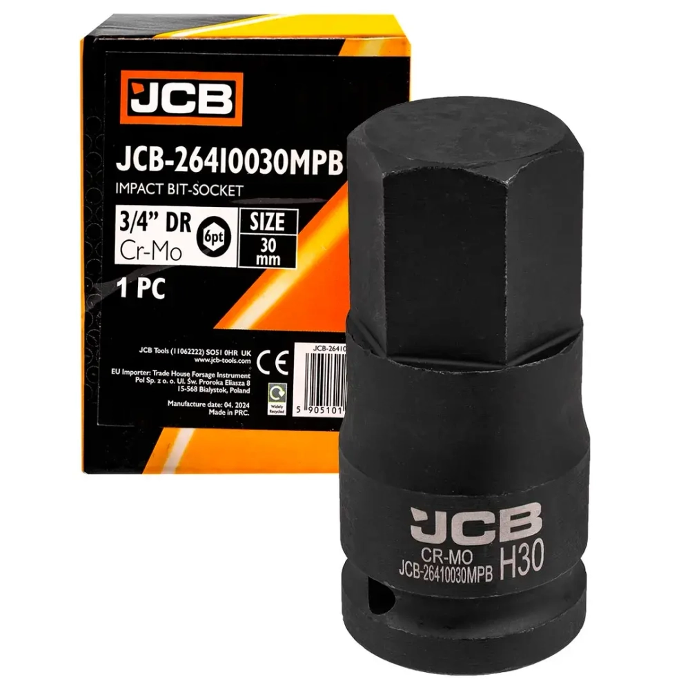 Головка-бита ударная 6-гранная 3/4'', 30мм JCB JCB-26410030MPB