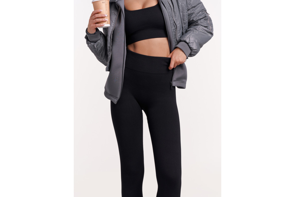 Леггинсы Urbanfit в рубчик, размер M, черный