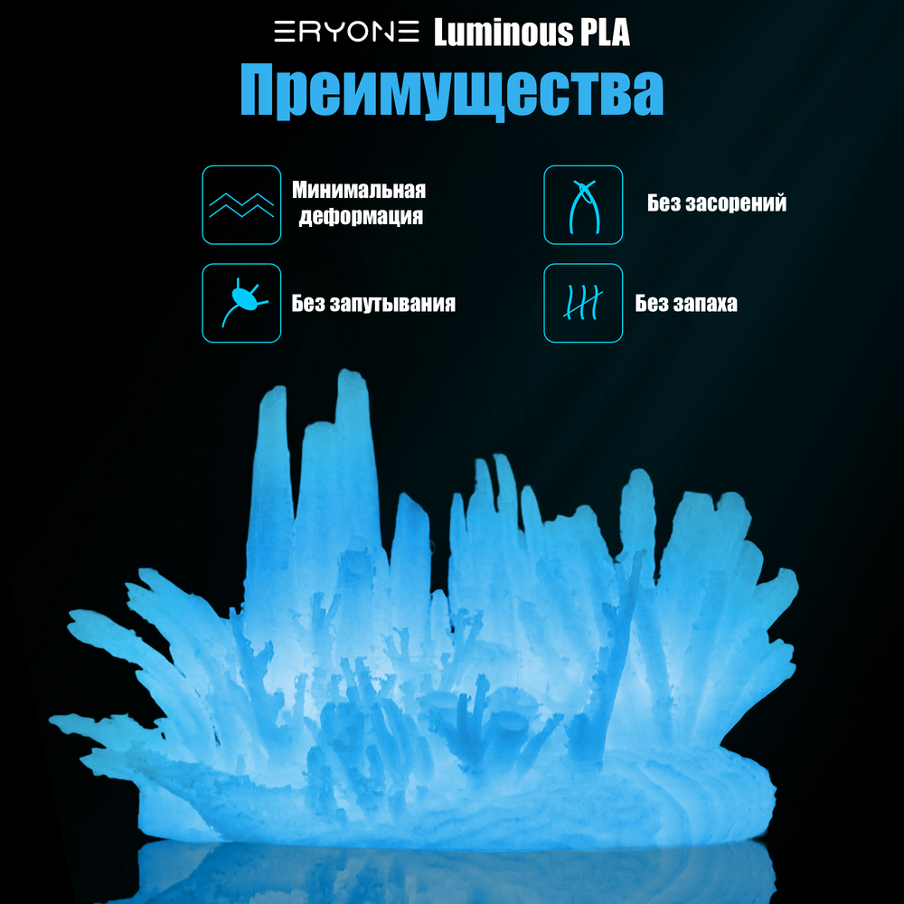 Пластик Eryone Luminous PLA 1.75mm 1kg Glow Blue