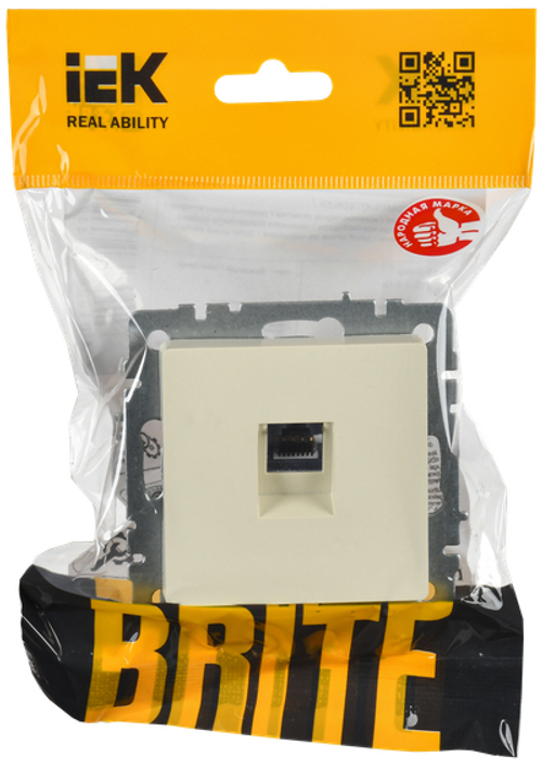 BRITE Розетка компьютерная RJ45 кат.6 РК11-БрКр бежевый IEK