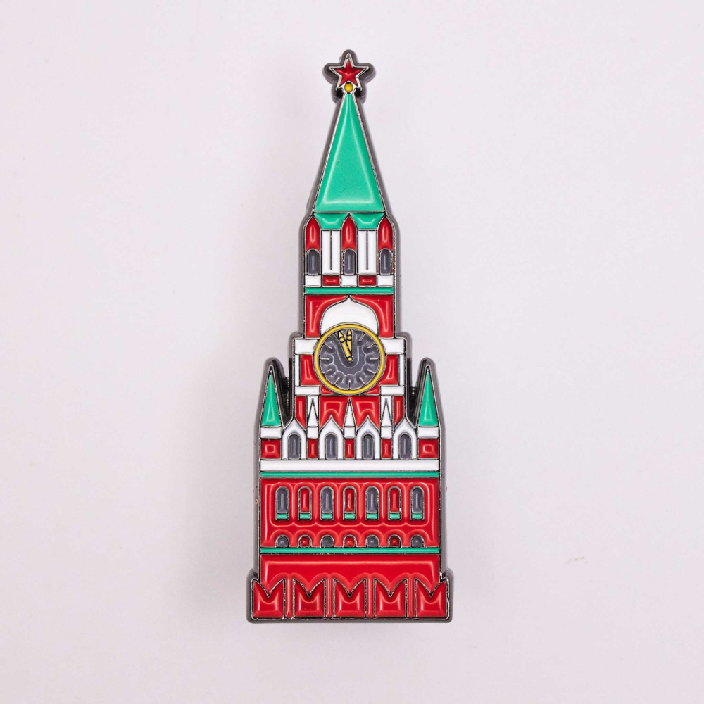 Значок Спасская башня Кремля - серия Поезд Деда Мороза