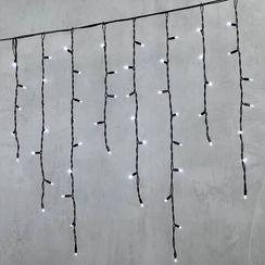 Светодиодная бахрома с колпачком 3,2*0,9 м., 168 белых LED ламп, каучуковый черный провод, LTC (LL168-1-2W)