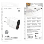 Сетевой адаптер питания BOROFONE BA63A  2USB 2.4A  LCD (белый)