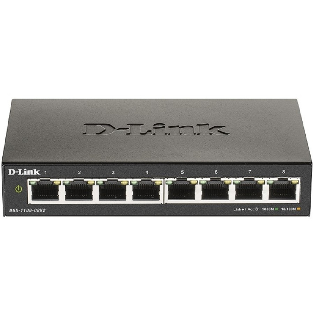 Коммутатор D-Link DGS-1100-08V2 / A1A Настраиваемый L2 коммутатор с 8 портами 10 / 100 / 1000Base-T