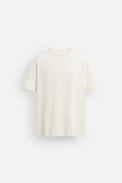 ZARA БАЗОВАЯ ФУТБОЛКА LIGHTWEIGHT, ЖЕЛТОВАТО-БЕЛЫЙ