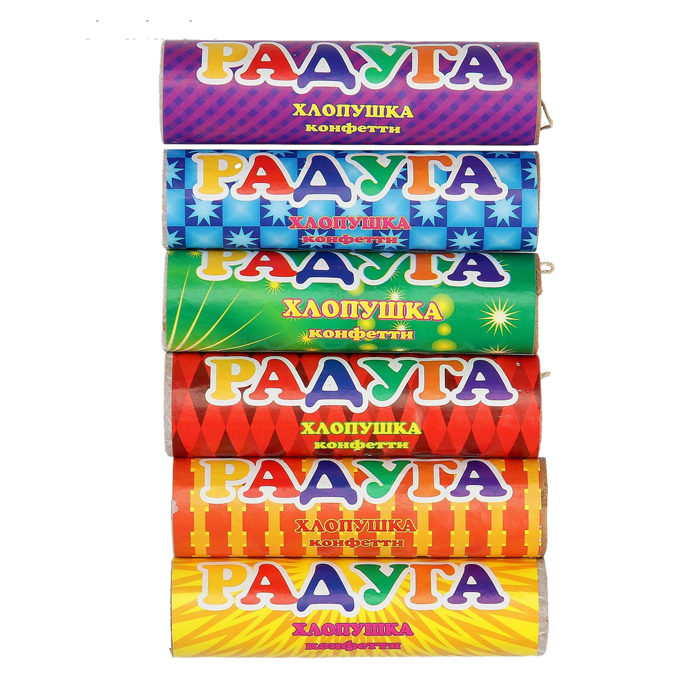 Набор хлопушек с конфетти "Радуга" 1/6