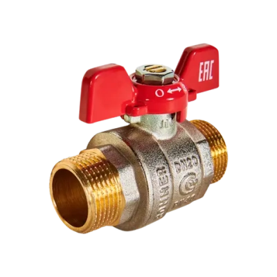 Кран шаровой полнопроходной ROMMER - 3/4" (НР/НР, PN40, ручка-бабочка)