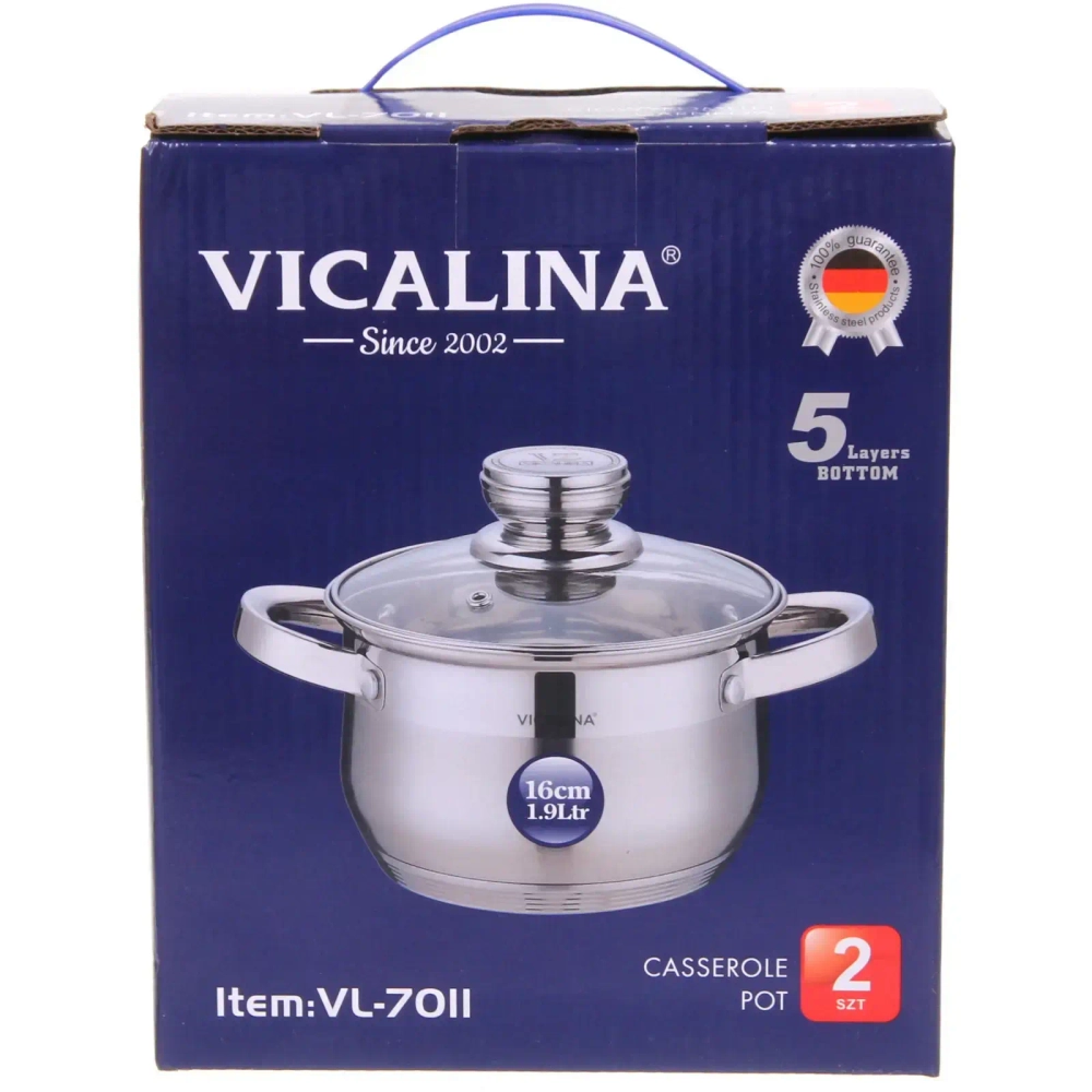 Кастрюля из нержавеющей стали VICALINA 1,9л, индукция, VL-7011