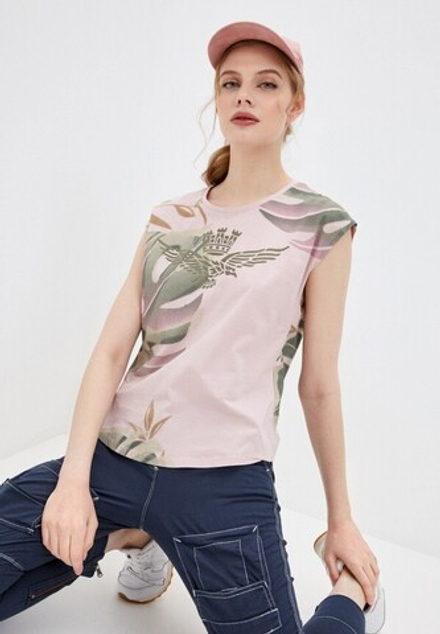 Футболка жен. AERONAUTICA 1880 розовый с хаки лого