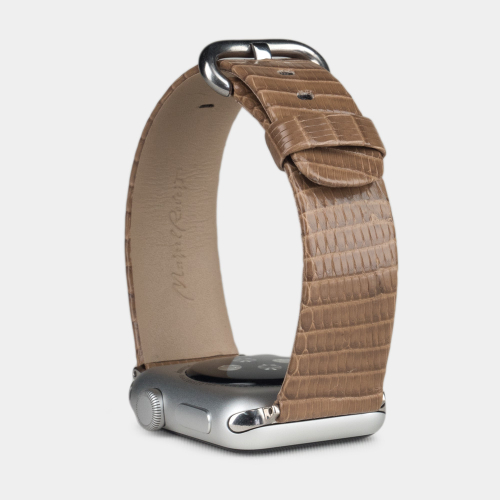 Ремешок для Apple Watch 44/45/46 mm из кожи ящерицы, цвета кофе
