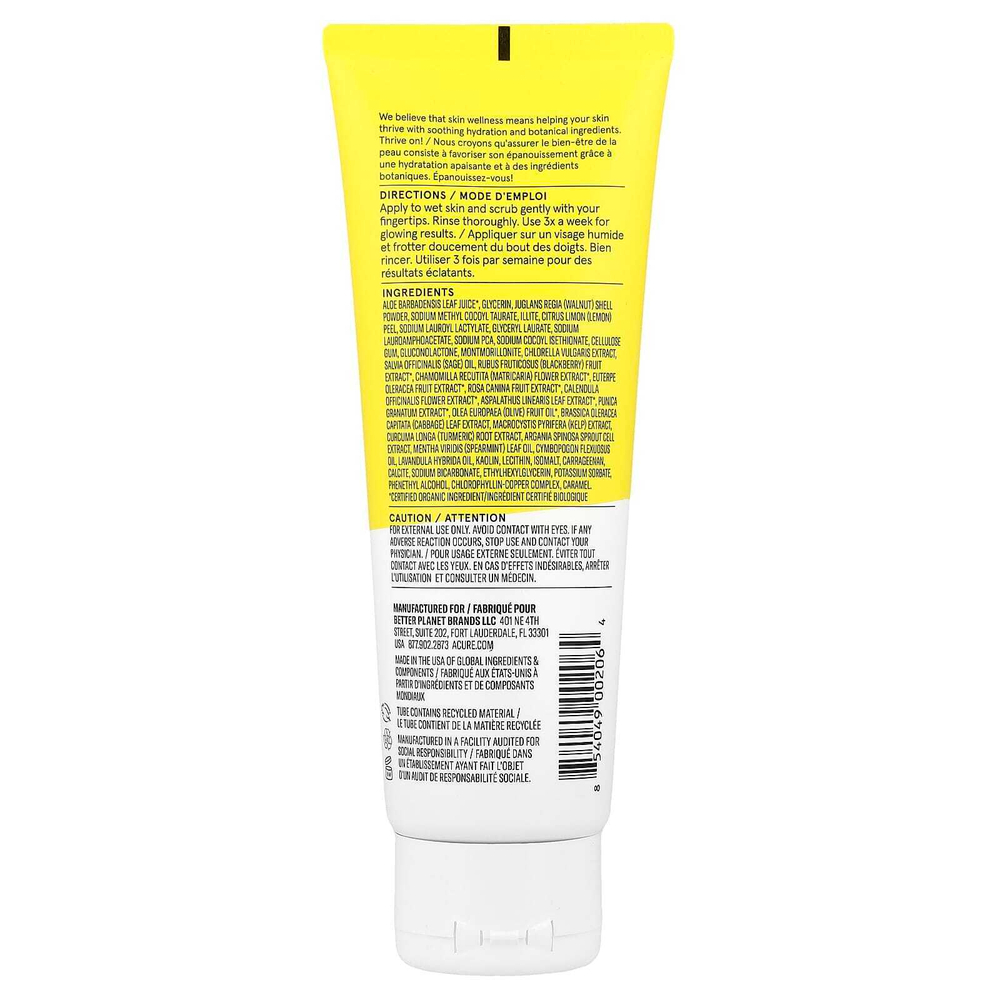 ACURE, Brightening Facial Scrub™, осветляющий скраб для лица, для всех типов кожи, 118 мл (4 жидк. унции)