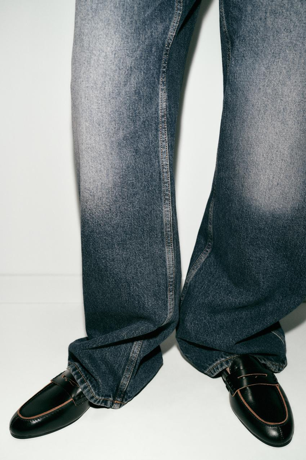 ZARA КОЖАНЫЕ ЛОФЕРЫ БЕЗ ЗАДНИКА, ЧЕРНЫЙ