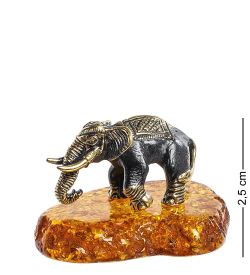 Народные промыслы AM-1292 Фигурка «Слон Бирманский» (латунь, янтарь)