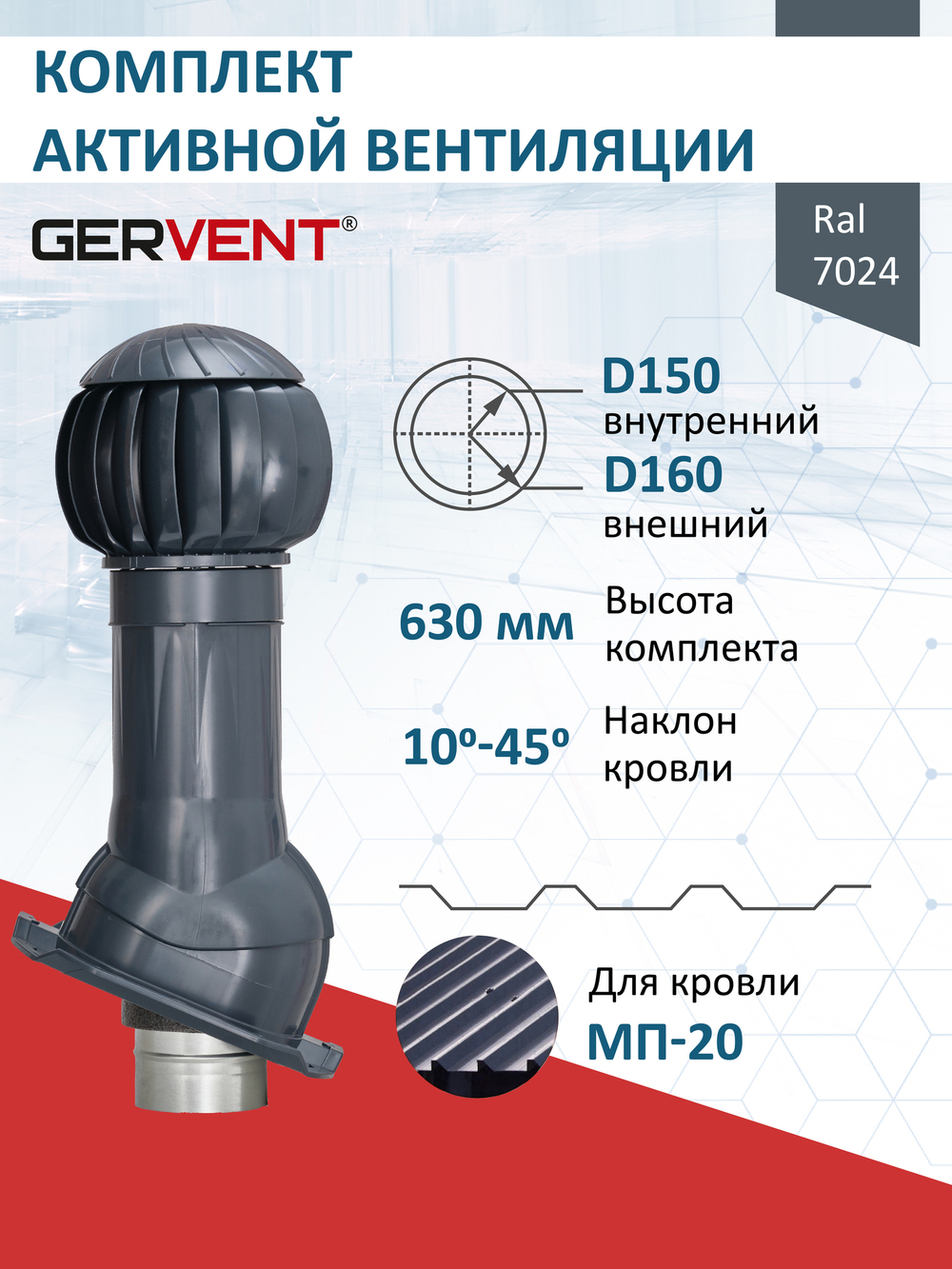 Готовый комплект изолированный серия Twister: PROF-20, Ø 150/160 мм, Gervent
