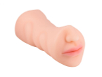 Нежный двусторонний реалистичный мастурбатор - ротик с зубками и вагина (Цвет: телесный)