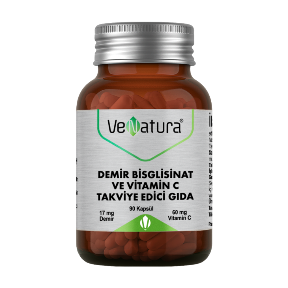 Железо Бисглицинат 17мг Витамин С 60мг 90 капсул (VeNatura)